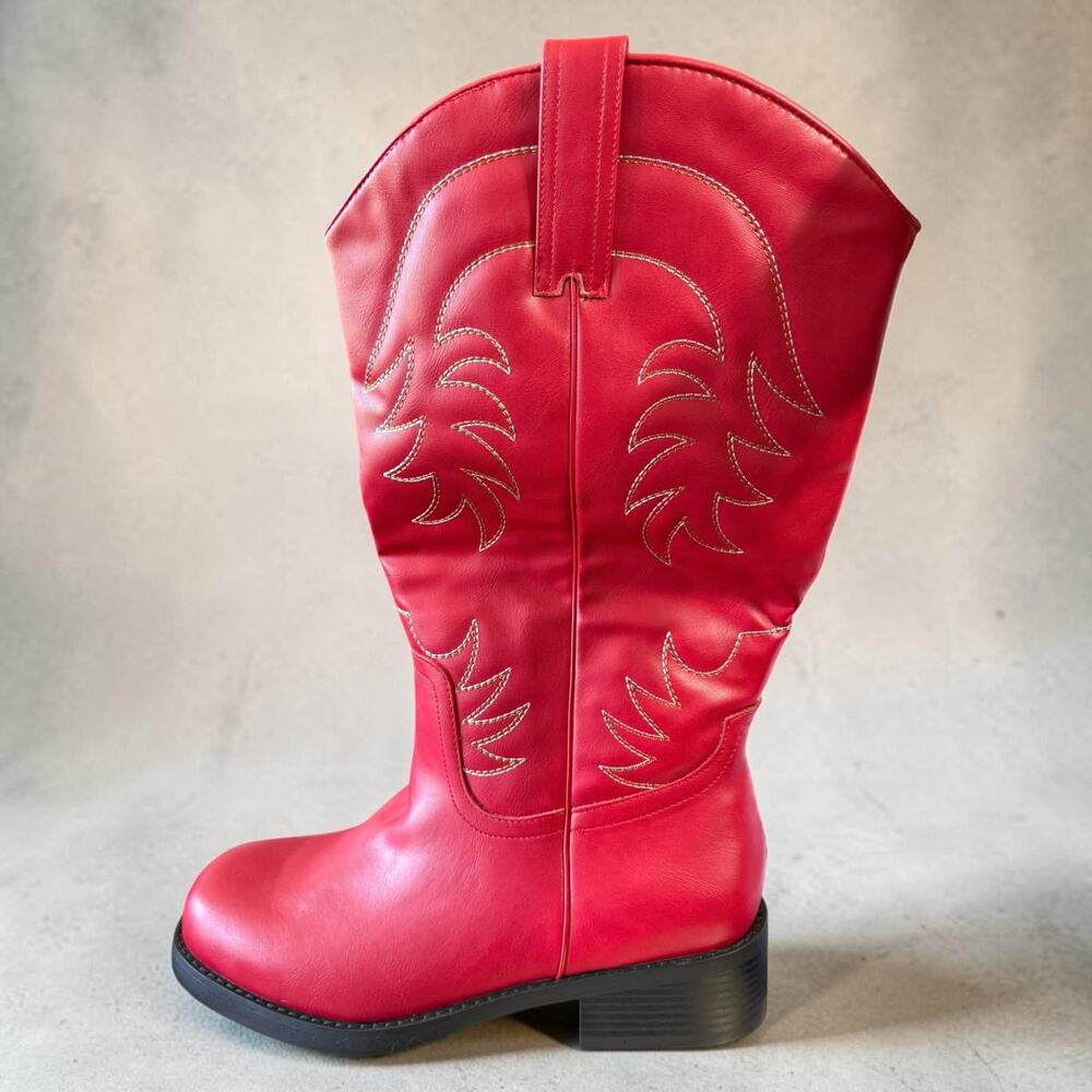Torrid 12WW Wide Calf Wide Width Red Western Faux Leather Knee Boots